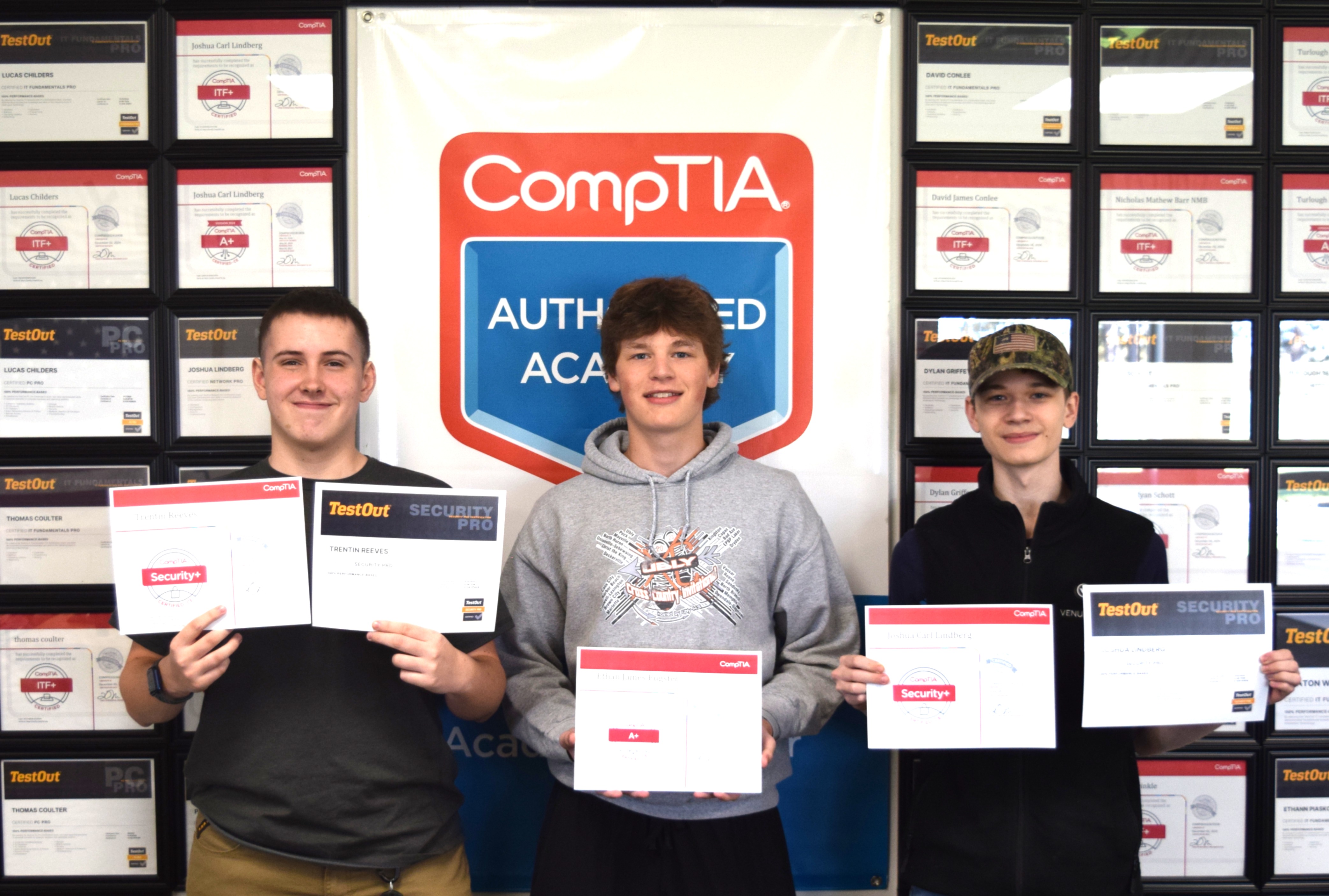 Deckerville and Sandusky students holding earned certifications